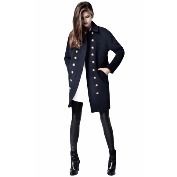 All Saints Bresnef Russian Millitary Coat in Navy Blue | 2 - Picture 2 of 13